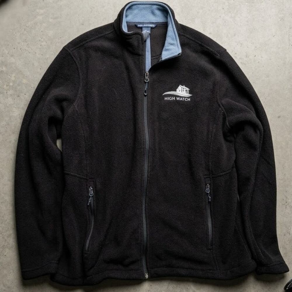 Port Authority Full Zip Fleece Jacket Men's Large Black High Watch Recovery